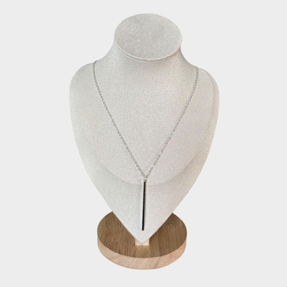 Silver Long Stick Pendant Necklace
